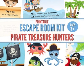 Escape Room de la búsqueda del tesoro pirata: Juego de aventuras para niños (PDF)