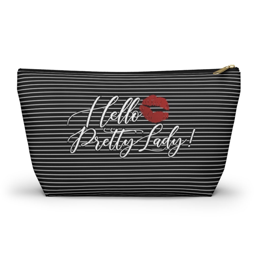 Hello Pretty Lady Accessory Pouch W T bottom Cosmetic Bag Etsy