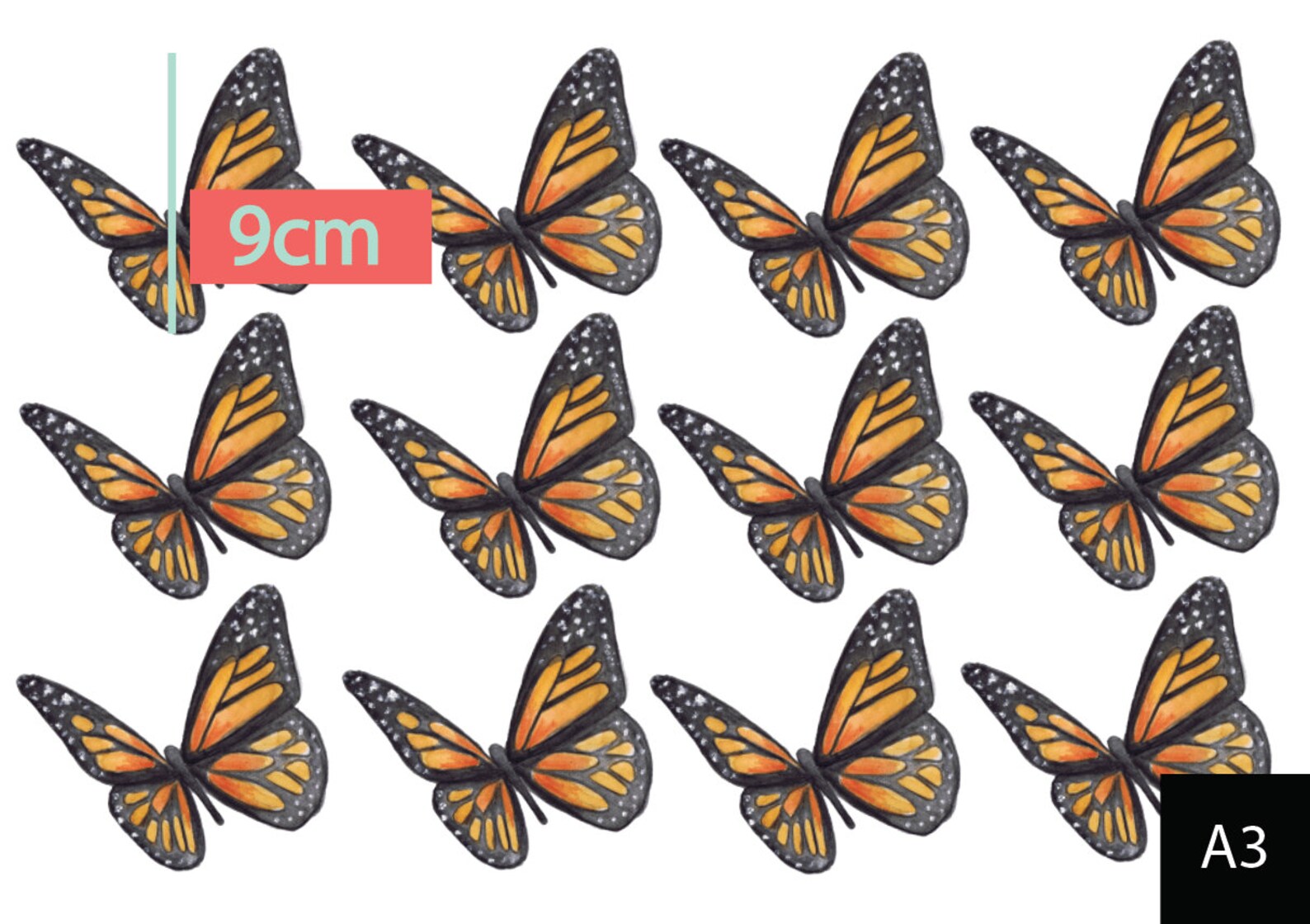 Orange Monarch Butterfly Wall Decals Removable Vinyl Decal Etsy
