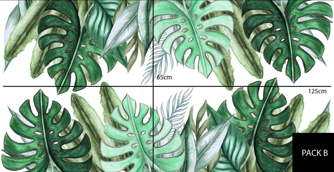 Jungle Leaves Wall Decals Removable Vinyl Decal Wall Sticker Etsy