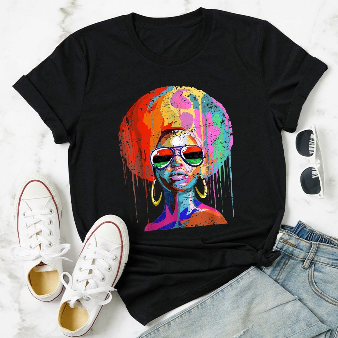 Schwarze Königin Afro Melanin Kunst T-Shirt afroamerikanische | Etsy