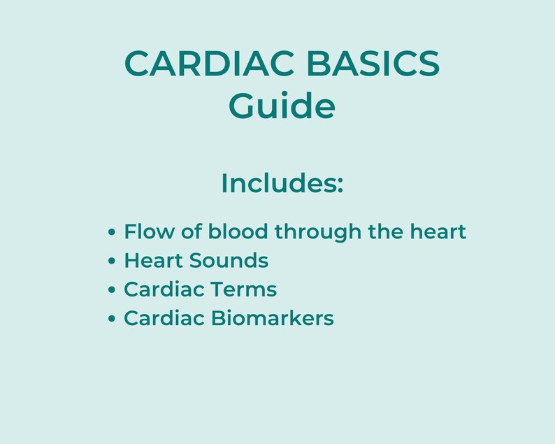 Cardiac Basics Nursing Study Guides Digital Download Etsy