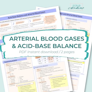 Arterial Blood Gases | Acid-Base Balance | ABG Interpretation | Nursing student study guide | Digital Download