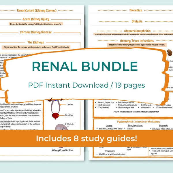 Renal Bundle | Kidneys | Nephrons | RAAS | Chronic Kidney Disease | AKI | Renal Calculi | UTI | Glomerulonephritis | Dialysis | Diuretics