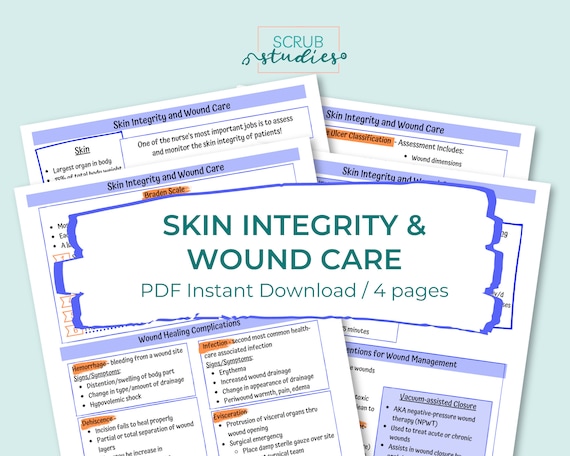 Skin Integrity and Wound Care | Nursing student study guide | Nursing study notes | Digital Download