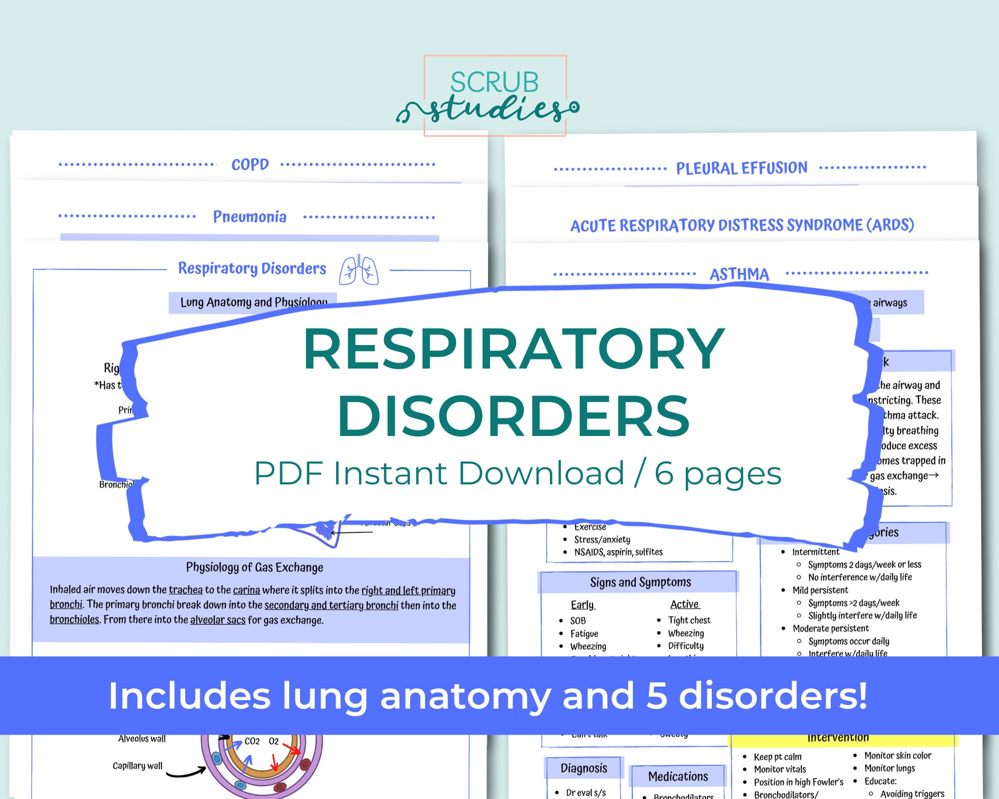 Respiratory Disorders Study Guide | Nursing Student Study Guide ...