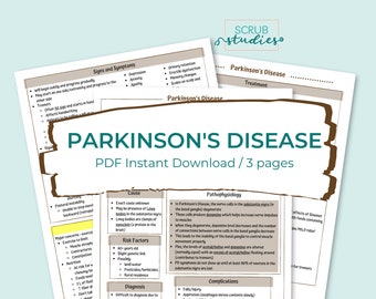 Parkinson&#39;s Disease Study Guide | Neurologic Disorders | Nursing study guide | Digital Download