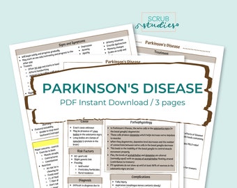 Parkinson's Disease Study Guide | Neurologic Disorders | Nursing study guide | Digital Download