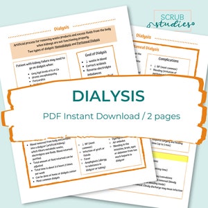 Dialysis | Hemodialysis | Peritoneal Dialysis | Nursing study guide | Digital Download