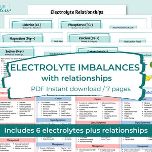 Electrolyte Imbalances Study Guide | Nursing Study Guides | Digital Download | Nursing Study Sheets | Nursing Study Notes