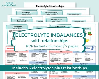 Electrolyte Imbalances Study Guide | Nursing Study Guides | Digital Download | Nursing Study Sheets | Nursing Study Notes