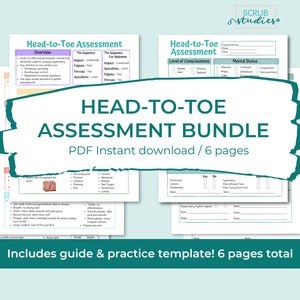 Head-to-Toe Assessment Bundle | Head-to-Toe Guide | Head-to-Toe Template |Nursing study guides | Digital Notes | Nursing study notes