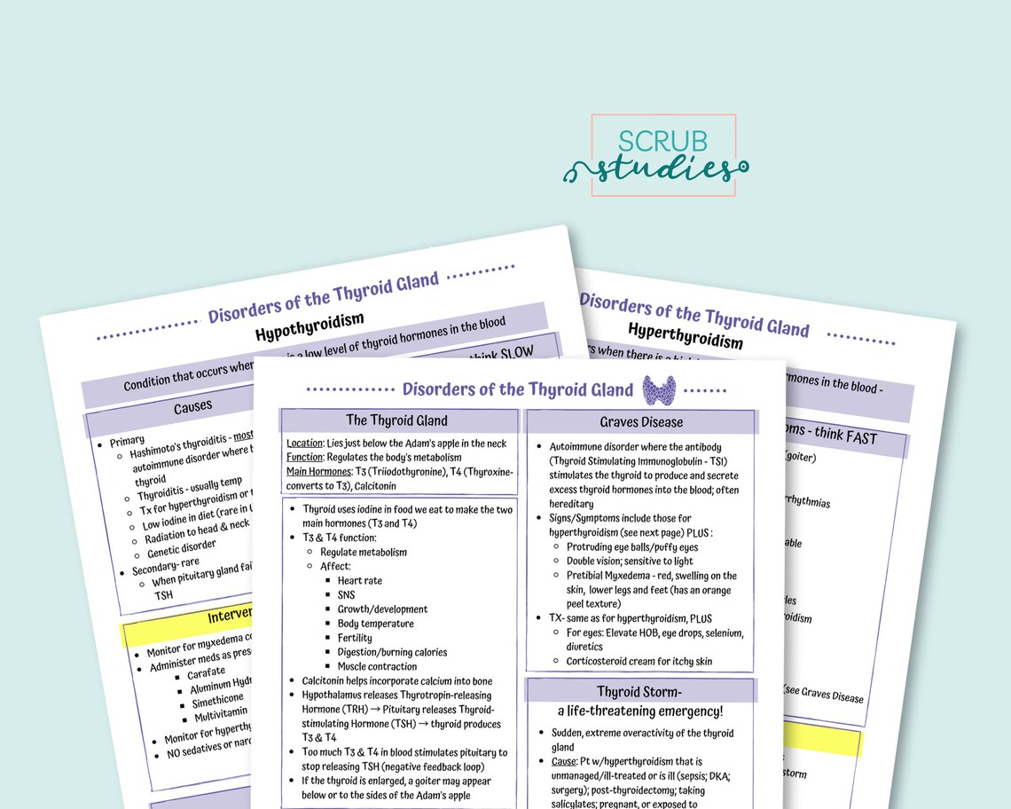 Disorders of the Thyroid Gland | Nursing Study Guide | Hyperthyroidism ...