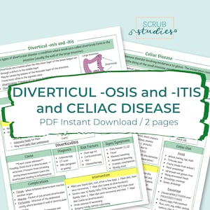 Diverticulose, diverticulitis en coeliakie Studiegids | Studienotities verpleegkundestudent | Digitale download | Studiebladen voor verpleegkunde