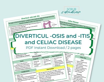 Diverticulose, diverticulitis en coeliakie Studiegids | Studienotities verpleegkundestudent | Digitale download | Studiebladen voor verpleegkunde