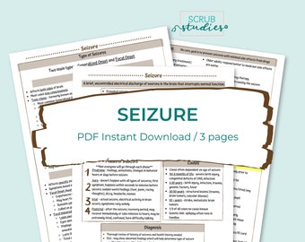 Seizure Study Guide | Epilepsy | Neurologic Disorders | Nursing study guide | Digital Download