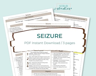 Seizure Study Guide | Epilepsy | Neurologic Disorders | Nursing study guide | Digital Download