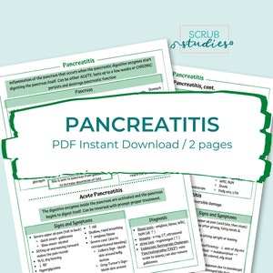Pancreatitis Study Guide | Nursing study guide | Digital Download | Nursing study notes