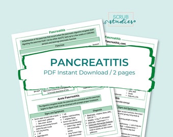 Pancreatitis Study Guide | Nursing study guide | Digital Download | Nursing study notes