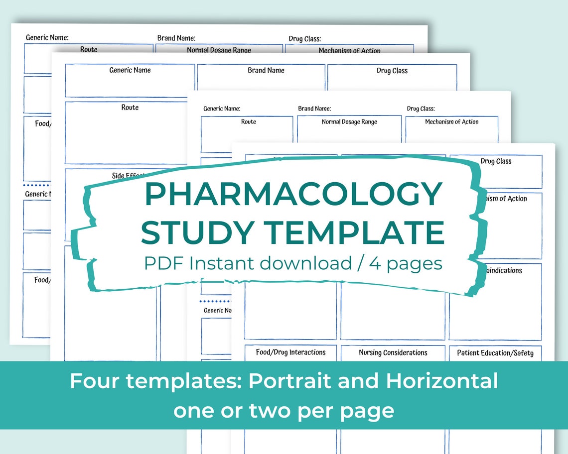 Pharmacology Study Template | Nursing Student Template | Drug Template ...