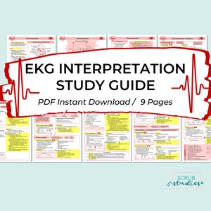 EKG Interpretation Study Guide | EKG Arrhythmias | ECG | Nursing student study notes | Digital Download