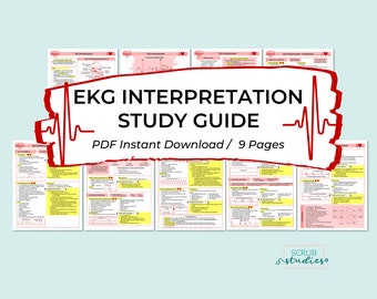 EKG Interpretation Study Guide | EKG Arrhythmias | ECG | Nursing student study notes | Digital Download