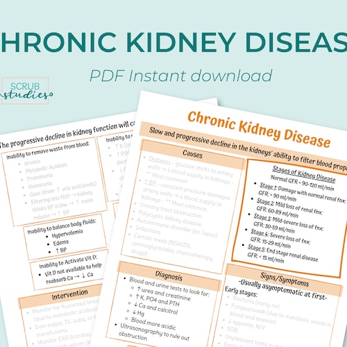 Chronic Kidney Disease Nursing Student Study Guide Digital - Etsy