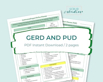 GERD en PUD Studiegids | Gastro-oesofageale refluxziekte | Maagzweer | Studiegids verpleegkunde | Digitale download | Verpleegblad