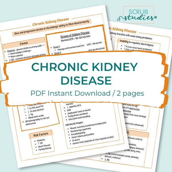 Chronic Kidney Disease | Nursing student study guide | Digital Download