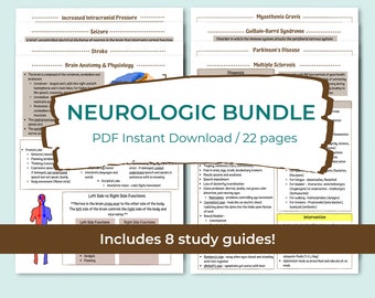 Neurologic Bundle | Stroke | Seizure | IICP | Multiple Sclerosis | Parkinson's | Myasthenia Gravis | Nursing study guide | Digital Download