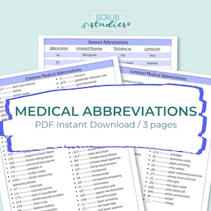 Medical Abbreviations | Nursing student study guides | Nursing notes | Nursing sheets | Digital Download