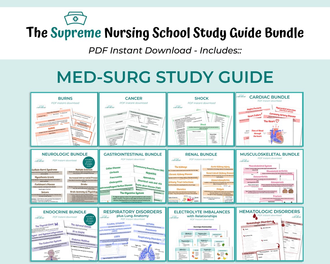 Supreme Nursing School Study Guide Bundle Digital Download Etsy