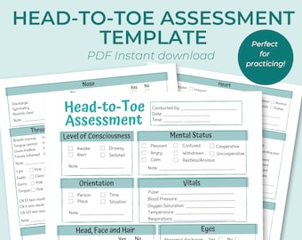Head-to-Toe Assessment Template | Nursing study guide | Head-to-Toe Guide | Digital Download | Health Assessment | Nursing study notes