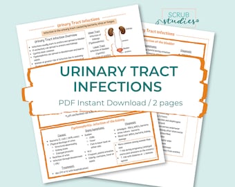 Urinary Tract Infections | UTI | Cystitis | Urethritis | Pyelonephritis | Nursing student study guide | Digital Download