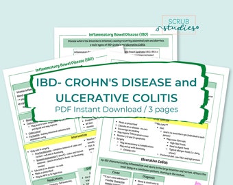 Studiegids voor inflammatoire darmziekten | Ziekte van Crohn | Colitis ulcerosa | Studienotities verpleegkunde | Digitale download | Verpleeglakens