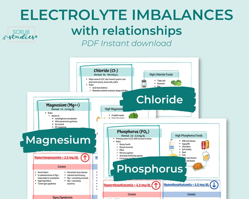 Electrolyte Imbalances Study Guide Nursing Study Guides - Etsy
