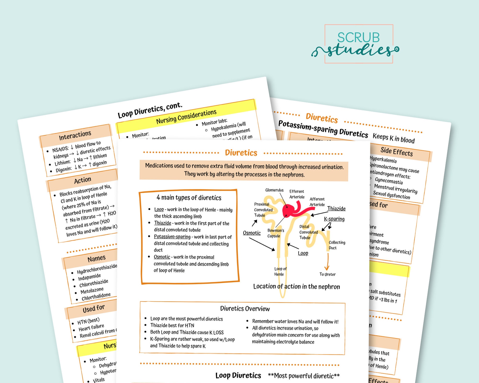 Diuretics | Loop | Thiazide | Potassium-sparing | Osmotic | Nursing ...