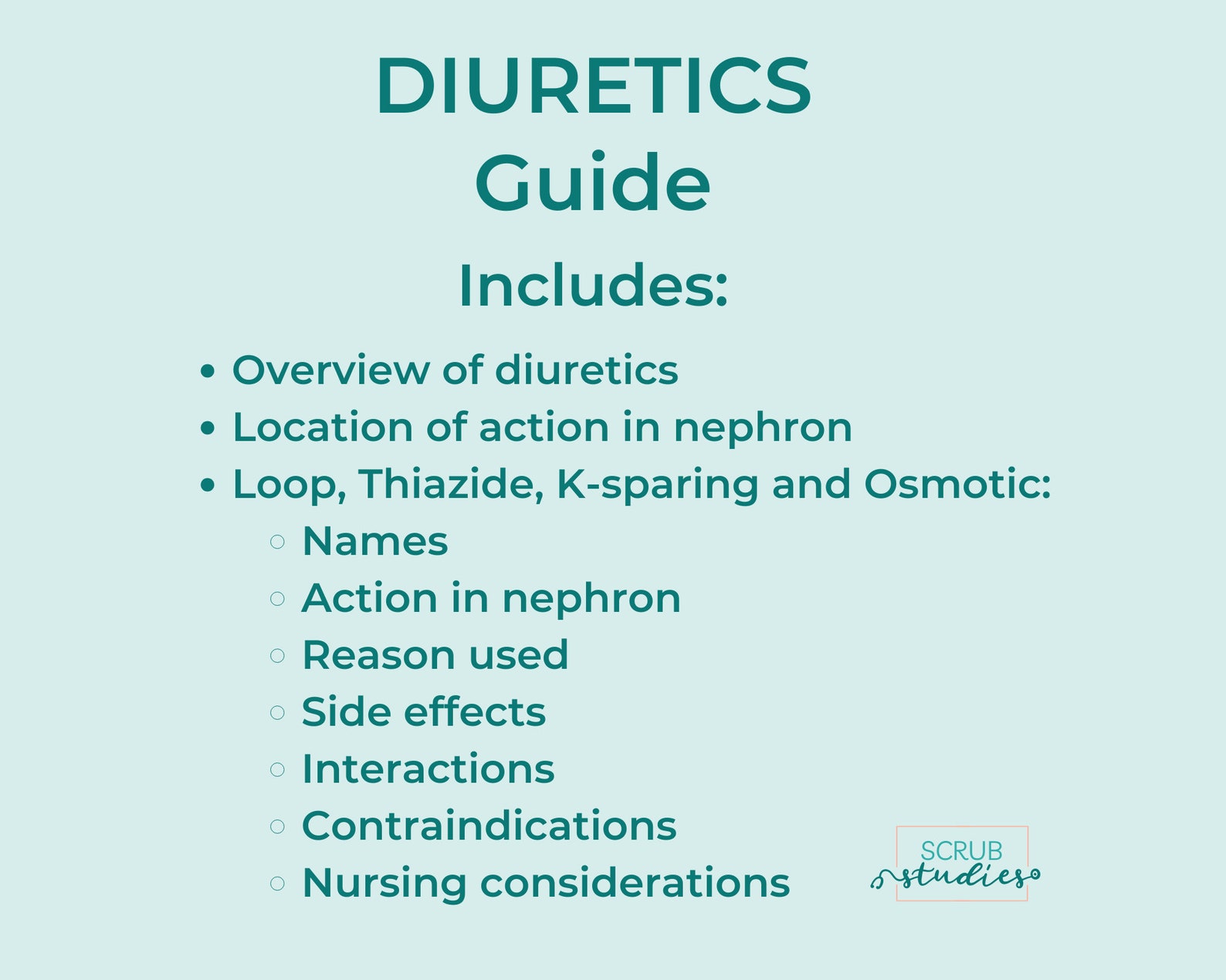 Diuretics | Loop | Thiazide | Potassium-sparing | Osmotic | Nursing ...