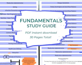 Fundamentals Study Guide | Nursing student | Digital Download | Medication Administration | Fluids | IV Therapy | Dosage Calculations