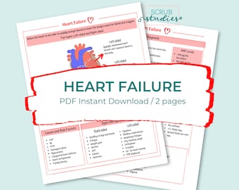 Heart Failure Study Guide | Digital Download | Nursing study guides | Nursing study sheets