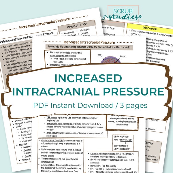 Increased Intracranial Pressure | ICP | Neurologic Disorders | Glasgow Coma Scale | Nursing study guide | Digital Download