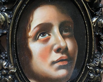 Framed Female Portrait Oil Painting: Victorian Gothic Dark Academia Decor