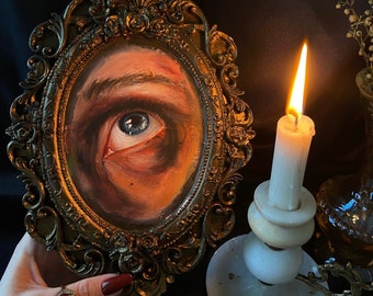 Original Lovers Eye Painting Eye Oil Painting Victorian Gothic Home Decor Dark Academia Gothic Oil Painting by Nesibe Bicici