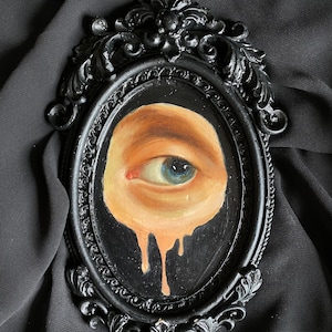 Original Lovers Eye Oil Painting: Victorian Gothic Home Decor