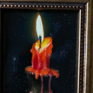 Victorian Candle Oil Painting: Dark Academia Framed Art