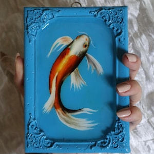 Framed Fish Oil Painting: Original Animal Art Deco Decor