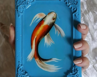Framed Fish Oil Painting: Original Animal Art Deco Decor