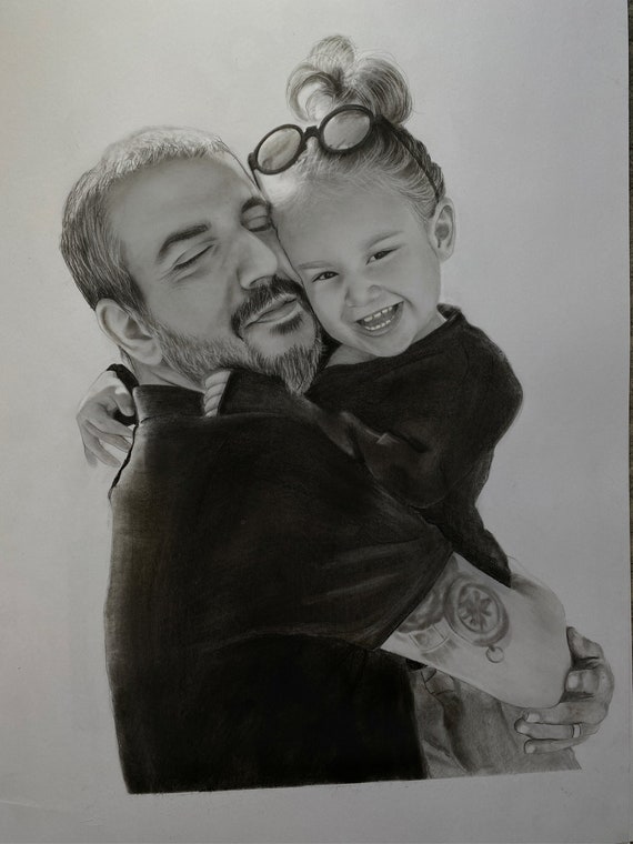 Custom Pencil Drawing Portrait: Personalized Family Art from Photo
