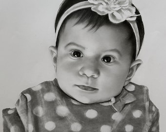 Baby Portrait,Custom Pencil Sketch From Photo, Custom Baby drawing from photo, Original Portrait, sketch art, custom portrait