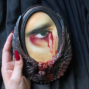 Framed Lover's Eye Oil Painting: Gothic Dark Academia Decor Artwork